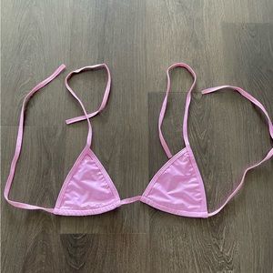 Pink triangle bikini top